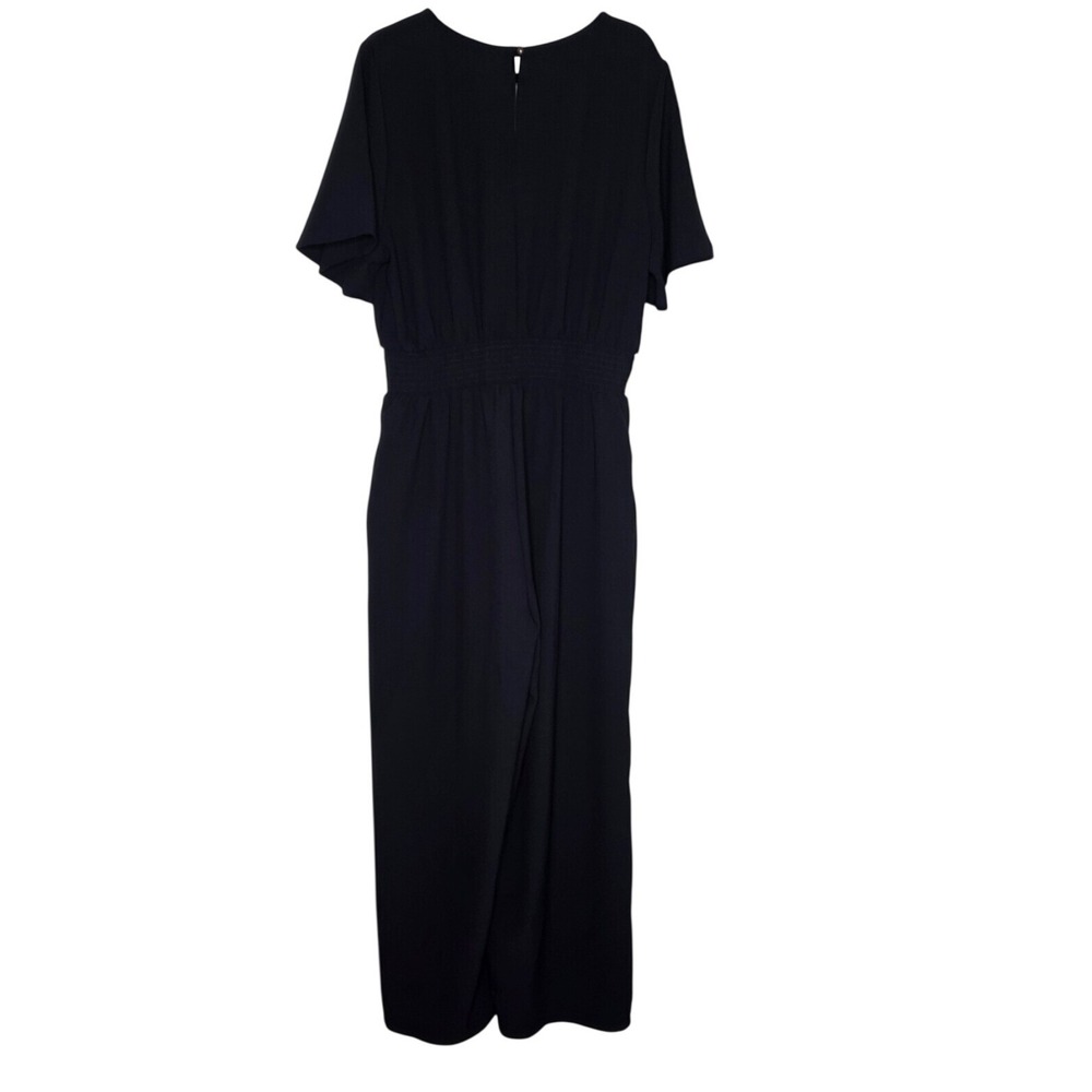 Haptics Dark Blue Smocked Waist Crepe Jumpsuit Plus Size 3X - Picture 2 of 5